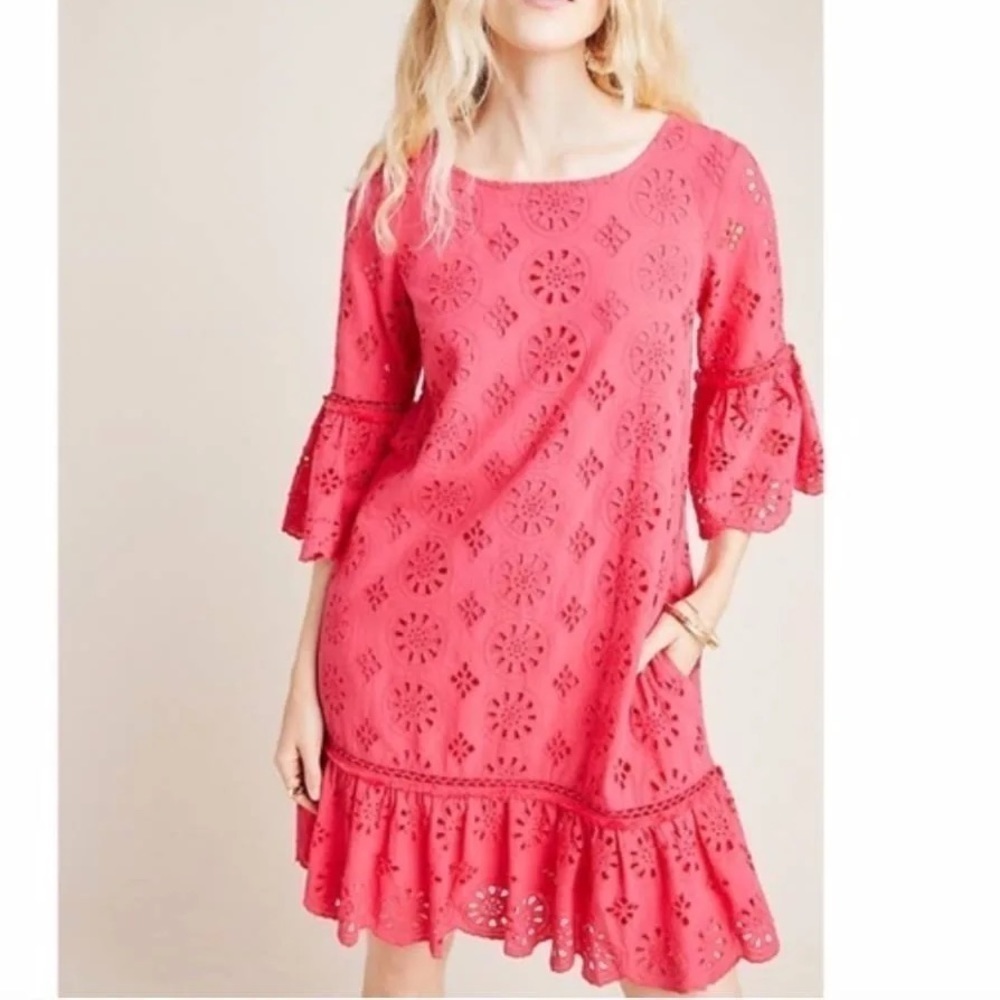 Anthropologie Pink Dani Lace Tunic Dress Sz 4